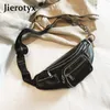 Jierotyx sac de taille en cuir femmes marque de luxe taille Fanny Packs ceinture sac poitrine sac à main couleur noire Sexy Rivets Punk gothique V5S0 #