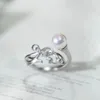 Anelli a grappolo MeiBaPJ 6-7mm Anello di moda con perla rotonda naturale Anello in argento 925 fai da te Impostazione vuota Gioielleria raffinata per le donne