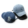 Casquettes de baseball Casquette de baseball en coton denim déchiré en détresse Style unisexe Chapeaux de camionneur de haute qualité Hommes Femmes