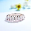 Kuololit 2.7CT Moissanite bague en or Rose massif pour femmes véritable 18K 14K 10K bague ovale en or correspondant à la bande d'éternité pour l'engagement