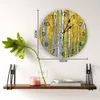 Relojes de pared Paisaje de bosque de abedul amarillo Silencioso Hogar Café Oficina Decoración para cocina Arte Grande 25 cm