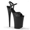 Dress Shoes Sexy Stiletto 23 Cm High Classic Matte Black Gladiator Sandals 9 Inches Over Pole Dancing Party