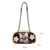 cute Carto Cat Embroidery Handbag Fi Chain Shoulder Bag For Lady Designer Crossbody Bag Pu Leather Splicing Plush Bag j8NA#