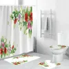 Shower Curtains Natural Landscape Bathroom Curtain Set Modern Printed Floor Mat Toilet Trim Polyester Fabric