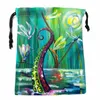 Högkvalitativ anpassad Dragoy Paint Printing Storage Bag dragstring påsar Gift Satin Påsar 18*22 cm compri typväskor y8ep#