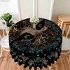 Table Cloth 1 Piece of Life Tree Round Table Cloth Waterproof Terrace Table Sun Moon Star Curtain Multi Use 63 inch Blue Purple Y240401