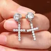 Dingle örhängen punk guld/silver färg cross stud hip hop rhinestone piercing studs för kvinnor män öron tillbehör mode smycken