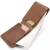 Slim Leather ID/Credit Card Holder Bifold FRT Pocket Wallet med RFID Blockering Busin Card Holder äkta läder 39Ir#