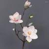 Fleurs décoratives artificielles magnolia fleur branche simulation arrangement de bouquet de bouquet de mariée