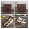 Véritable cuir hommes portefeuille petit à deux volets RFID Vintage Wrinke en cuir mince mince portefeuilles fermeture éclair poche à monnaie mâle porte-monnaie porte-carte N4L3 #