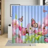 Douchegordijnen Roze Bloemen Gordijn Kersenbloesem Perzikbloesem Plant Bloemen Landschap Badkamer Decoraties Ophanghaken Set