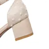 Jurk Schoenen Elegant Zwart Wit Vrouwen Formele Sandalen Zoete Puntschoen Dikke Hak Kantoor Dame Plus Kleine Grote Maat 12 31 43 47