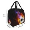 fuoco Calcio Borsa da pranzo isolata Palloni da calcio portatili Sport Lunch Ctainer Borsa termica Tote Lunch Box Office Travel Girl Boy l5my #