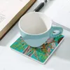 Table Mats Modern Floral Painting Ceramic Coasters (Square) Tea Cups Mug Set Christmas Cute