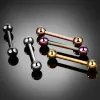 Titanium Langhantel industriell piercing Zungenring externe Fadenfäden Langhantel Zungenriegel Ohrhelix Nippel Piercings Körperschmuck