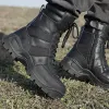 Buty wojskowe taktyczne buty bojowe mężczyźni skóra wodoodporna czarna kemping trekking butów zewnętrzny but