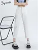 Jeans pour femmes Syiwidii blanc taille haute pour femmes 2024 mode lâche droite sarouel décontracté vintage chic longueur de la cheville