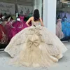 반짝이는 샴페인 볼 가운 Quinceanera 드레스와 함께 2024 연인 아플리케 비드 생일 파티 달콤한 16 vestidos de 15 anos