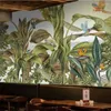 壁紙wellyu手描きの熱帯雨林植物花と鳥の動物森林背景壁カスタム大きな壁画の壁紙