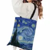 Van Gogh Series Canvas Bag Oil Målning Starry Night Sunfr Aprikos fr kaffeshållare Handväska Lätt axelväska x9ui#