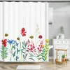 Shower Curtains Flower Bathroom Curtain Floral Printed Waterproof Polyester Fabric Bath For Home Decoration