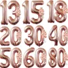 Rose Gold Numéro 60 Ballons d'anniversaire Grands ballons de 32 pouces 60e ballons confettis Balloons de latex joyeux 60e anniversaire décorations