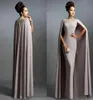 Vintage Evening Dresses with Long Cape Lace Mother of the Bride Formal Party Plus Size Prom Formal Party Gowns7007852