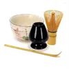 Teaware set 4st/set Tea Matcha Ceramic Ceremony Green Bowl Bamboo Scoop Chasen Holder Whisk Tool Set