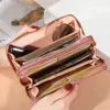 lg Women's Wallet Female Purses Tassel Coin Purse Card Holder Wallets Double Zipper Pu Leather Clutch Luxury Mey Phe Bag S6wO#