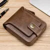 Carteira masculina pequena vintage de couro pu bolsa curta masculina ferrolho zíper embreagem sólida Porte Feuille Hommes Porte Mnaie Homme b8Ks #