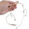 Microfoni 1 pz Ganci per le orecchie Condensatore omnidirezionale Doppia curvetta Auricolare Microfono Headworn Microfono per Wireless Beige