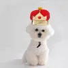 Cão vestuário dos desenhos animados rei forma chapéu de estimação adorável coroa para cães tamanho ajustável macio headwear cosplay suprimentos