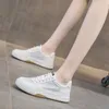 Scarpe Casual CXJYWMJL Sneakers da donna in vera pelle Scarpe estive vulcanizzate da donna con fondo spesso Sport Skate bianco