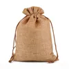 50st/parti 17x23cm Eco Burlap Jute Linen Drawstring Presentväskor Bröllop Födelsedagsfest Förpackningspåsar kan skriva ut logotyp M4SA#