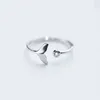 Cluster Rings Simple Whale Tail Plain Band Ring Solid Adjustable Open Romantics Knuckles Jewelry Gift Fish Earring