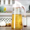 Dispensador de botellas de vidrio para lata de aceite de cocina, 600ml, apertura automática y cierre, botellas para el hogar, para aceite, vinagre, miel, aceite de oliva