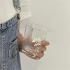 Wine Glasses Korean Minimalist Ins Style Hand-painted Small Daisy Glass Bubble Water Cup Juice Chic Beverage Soda