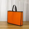 Saco de loja de cor sólida com borda dourada Eco-Friendly N-Woven Fabric Handbag Tote Reusable Grocery Shopper Bag Storage Bags I9cP #