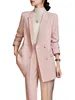 Kvinnors tvåbitar byxor Fashion Ladies Pant Pass Suit Women Pink Apricot svart kvinnlig casualjacka blazer och byxa 2 set