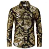メンズカジュアルシャツラグジュアリーバロック3Dプリントフォーマルウェアシャツメンボタン快適な長袖男性マルチカラー服のトップス