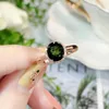 Cluster-Ringe, Designer-Original, mit Diamanten besetzt, grüner Edelstein, glänzend, rund, für Damen, verstellbarer Charm-Bankett-Silberschmuck