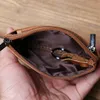 nzpj Men's Leather Zipper Coin Wallet First Layer Cowhide Mini Short Wallet Handbag Change Wallet 21Su#