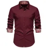 Chemises décontractées pour hommes 2024 Spring Polo Col Chemise à manches longues pour la mode Slim Fit Blanc Haute Qualité Cashew Blossom Top
