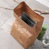 1PC Kraft Paper Brown Lunch Bag wielokrotne użycie trwałej izolowanej torby termicznej magnetycznej klamry piknikowej torba CTAINER 05JA#