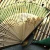 Estatuetas decorativas ventilador dobrável ventilador de bambu estilo antigo chinês ventilateur abanicos para boda pogal adereços presente verão portátil