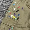 Kvinnors jeans mode märke Slim Casual Cotton Pants Splash Ink Pocket Cargo Khaki Män kvinnor