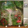 Shower Curtains Waterproof Fabric 3D Curtain Bathroom European Style Dream Garden Landscape Polyester Bath With Hooks