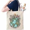 Nauczyciele zmieniają światową torbę sklepową, zwykłe płótno torba na ramię wielokrotne użycie Składana torebka torba do przechowywania, prezent dla nauczyciela Q48Y#
