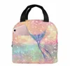 Glitter rosa sirena pranzo al sacco per le donne ragazze bambini isolato picnic sacchetto termico dispositivo di raffreddamento Tote Bento pasto Prep carino Lunch Box E3Bf #