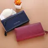 fi Women Lg Thick Wallet Solid Color Clutch Large Capacity Rectangle Phe Pocket Mey Bag Ladies PU Leather Coin Purse 32ET#